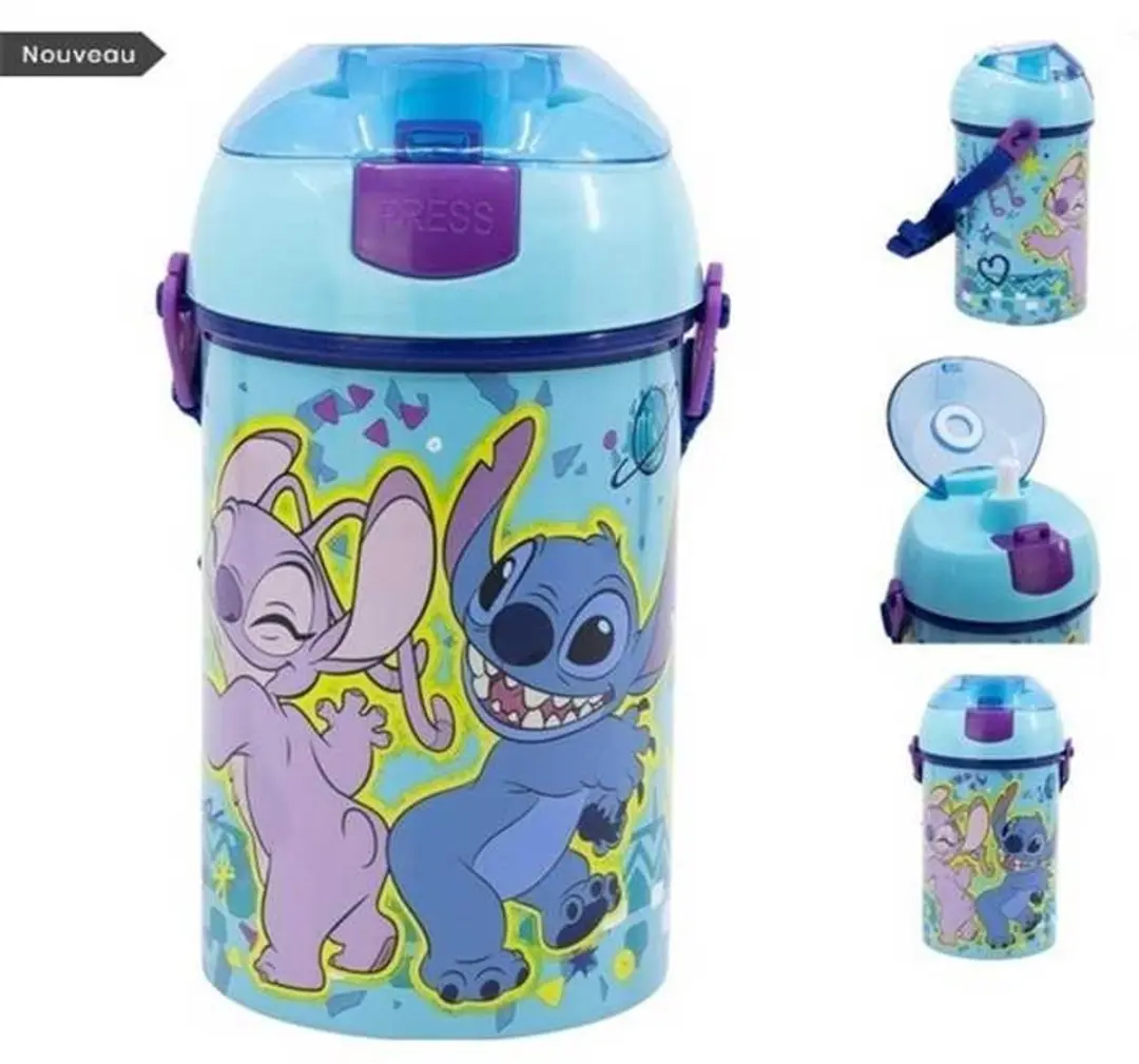 Drinkfles Lilo & Stitch, Blauw/groen met draagkoord, 450ML