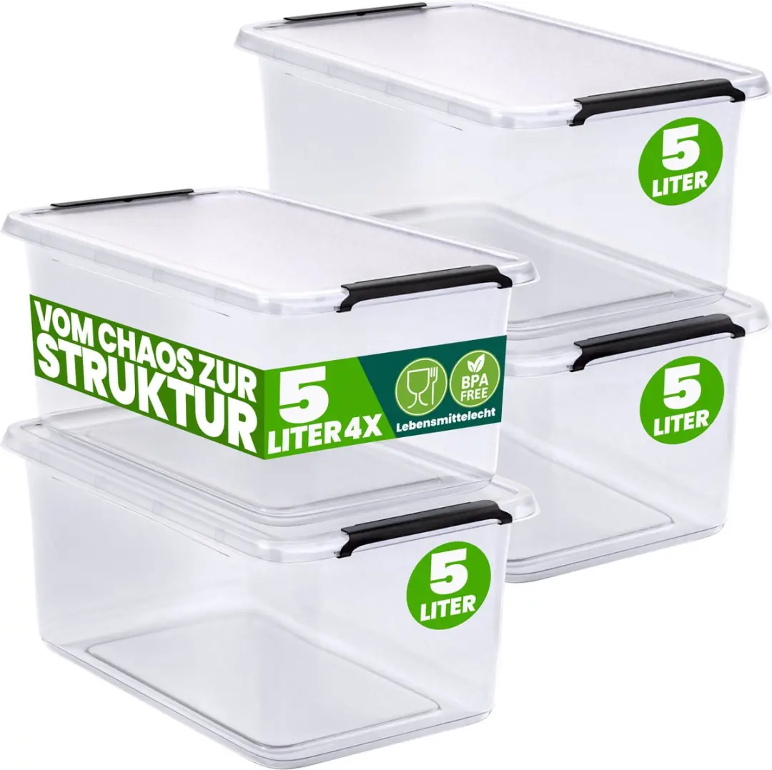 deuba Opbergbox Set 4 Stuks 5L Transparant