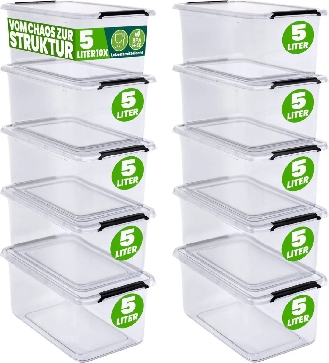deuba Opbergbox Set 10 Stuks 5L Transparant