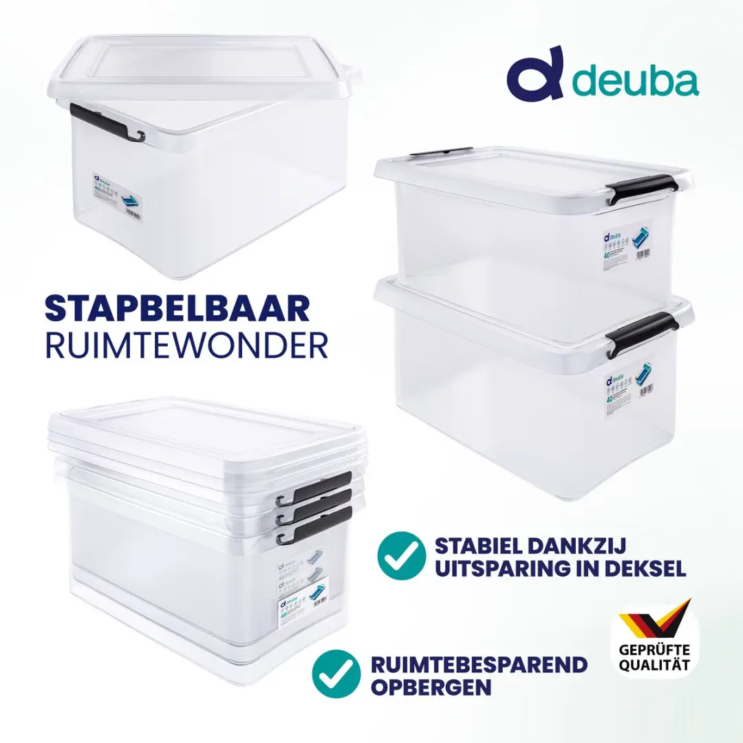 Deuba Opbergox Set 6 Stuks 40L Transparant