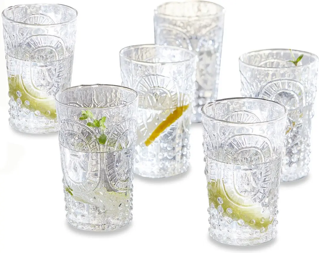 Loberon Fleury Glas Set - 6 Stuks Ø7cm Heldere Glazen