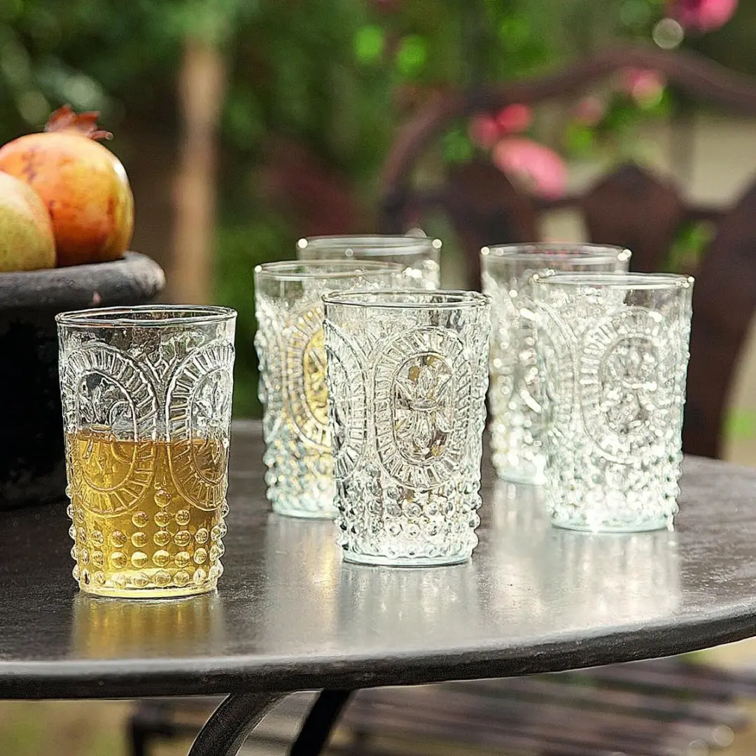 Loberon Fleury Glas Set - 6 Stuks Ø7cm Heldere Glazen - afbeelding 6 van 6