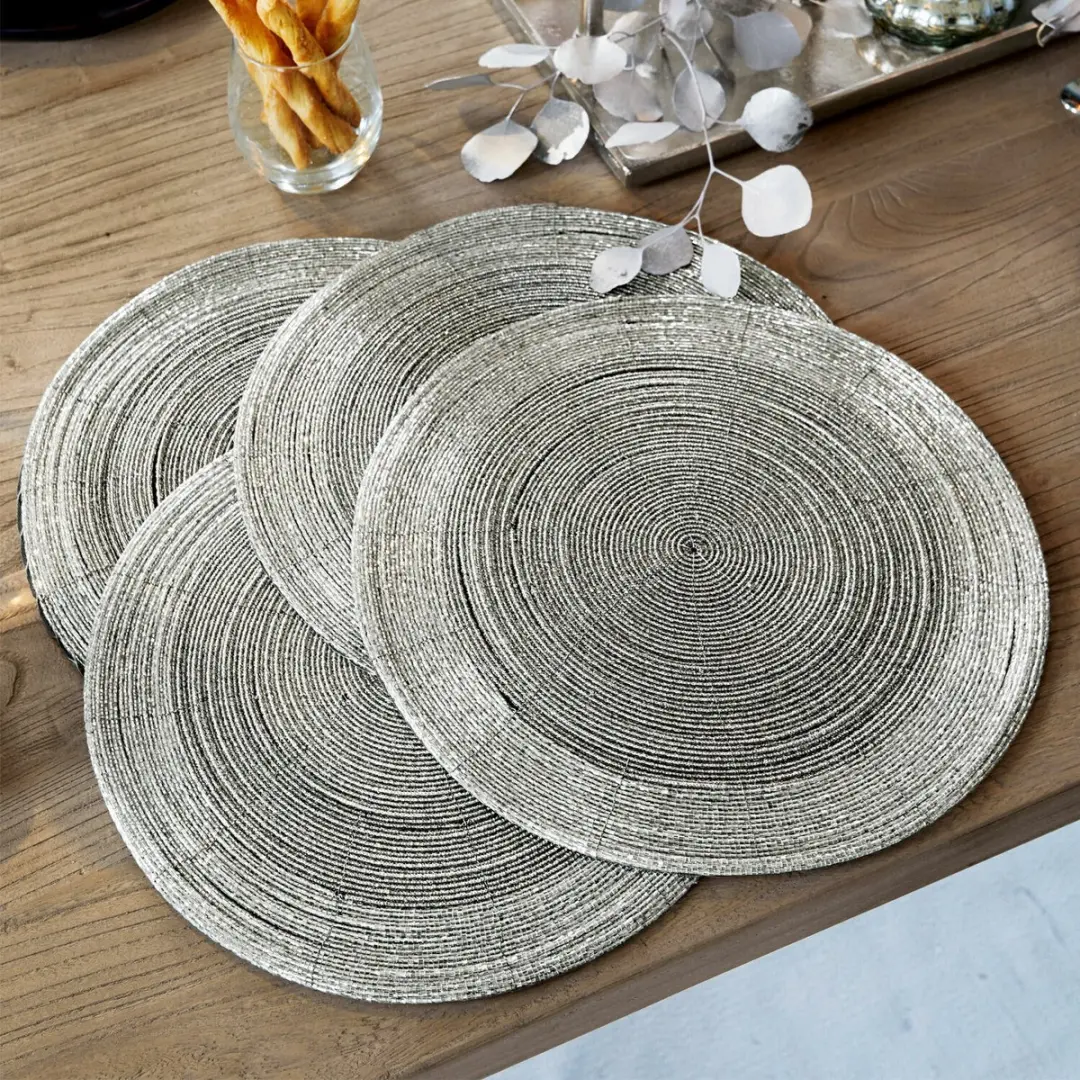 Loberon Barningham Placemats - 4 Stuks - Zilverkleurig