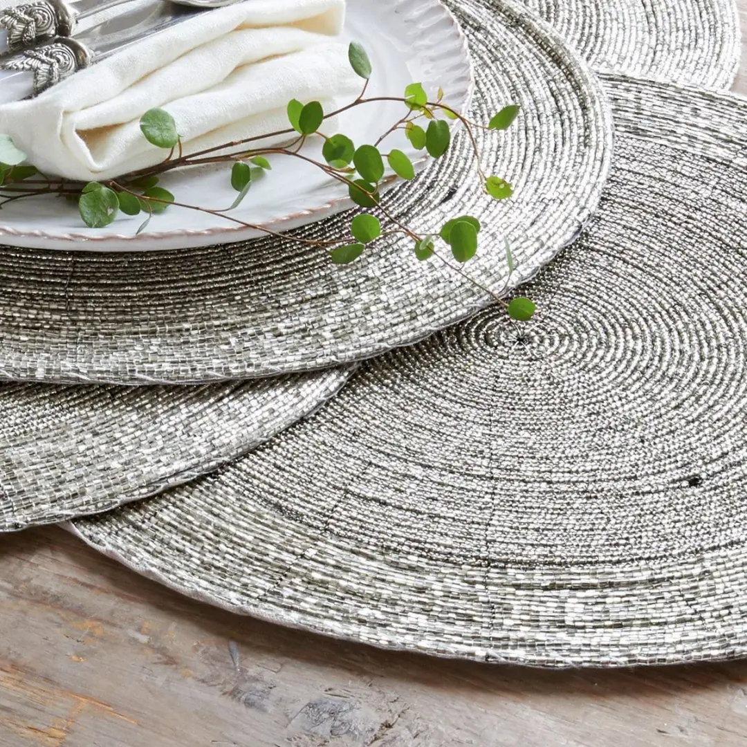 Loberon Barningham Placemats - 4 Stuks - Zilverkleurig