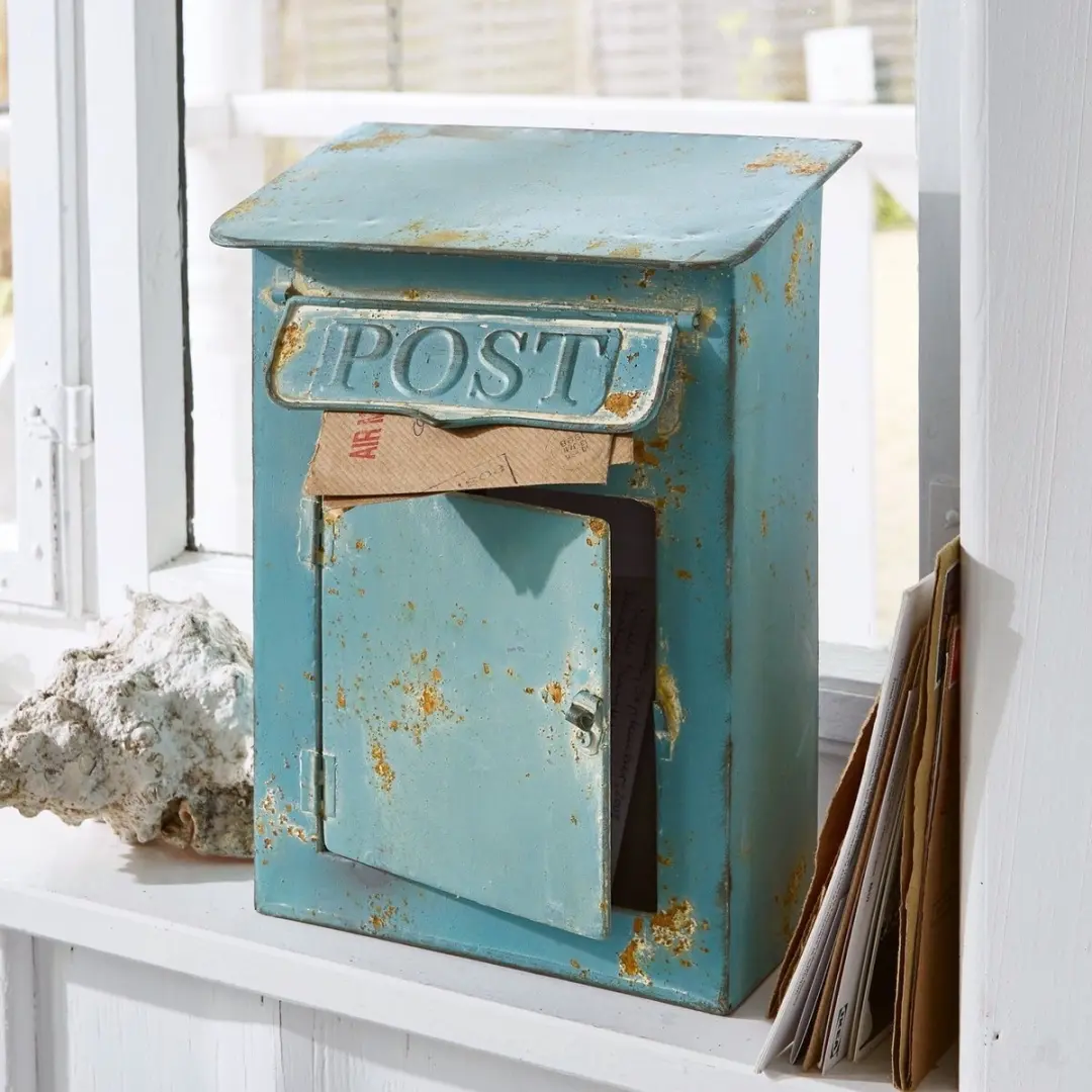 Loberon Decoratieve Brievenbus Boîte Postale - Antiekblauw