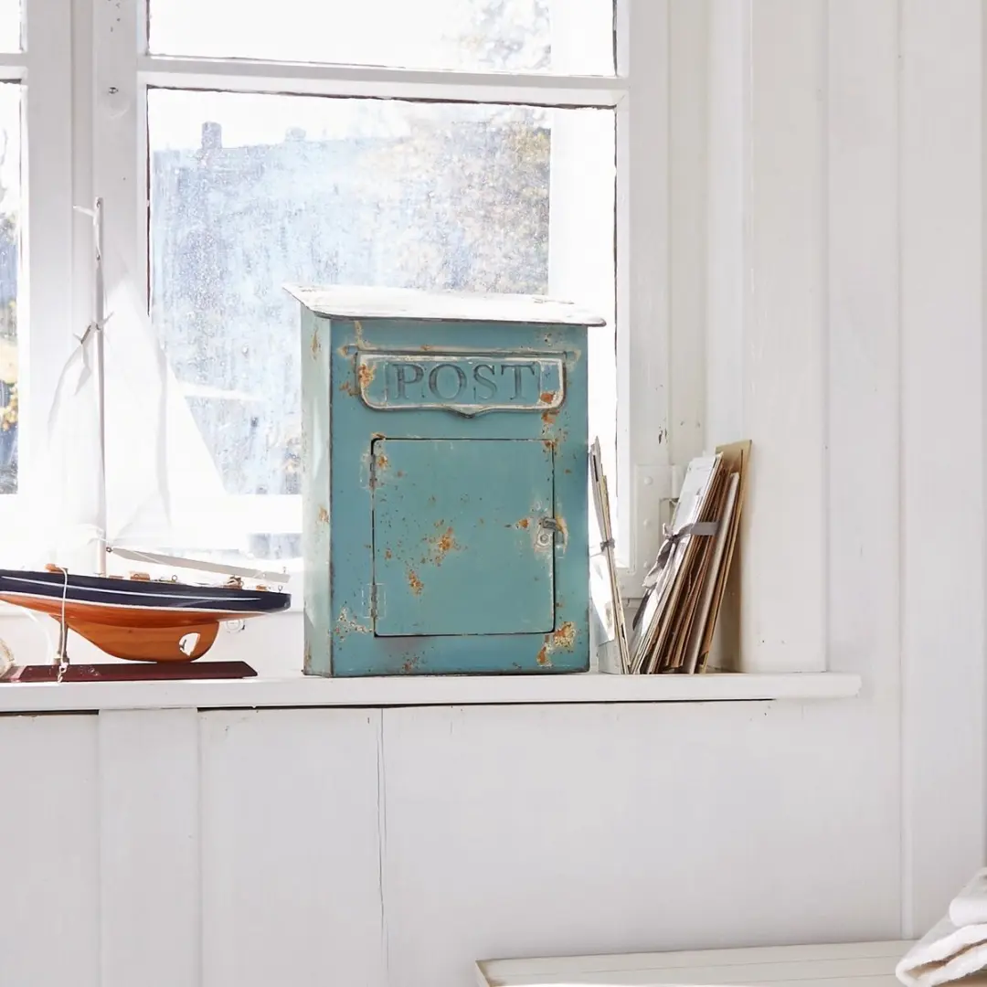 Loberon Decoratieve Brievenbus Boîte Postale - Antiekblauw