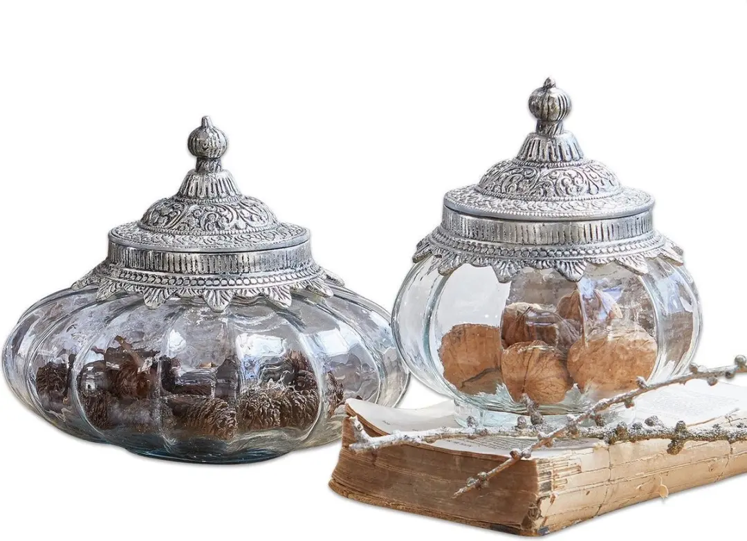 Loberon Osayi Potjes Set - 2 Stuks Heldere/Antiekzilver