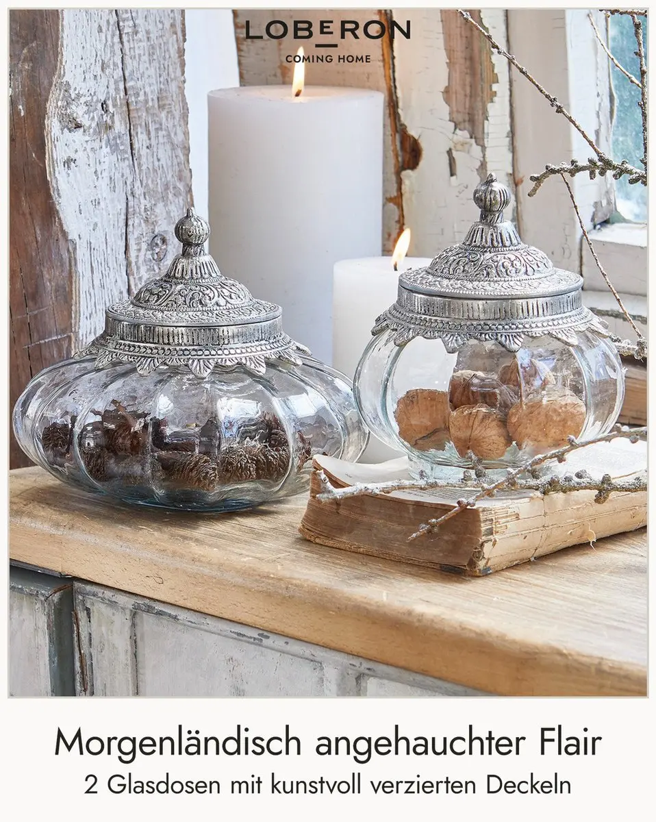 Loberon Osayi Potjes Set - 2 Stuks Heldere/Antiekzilver