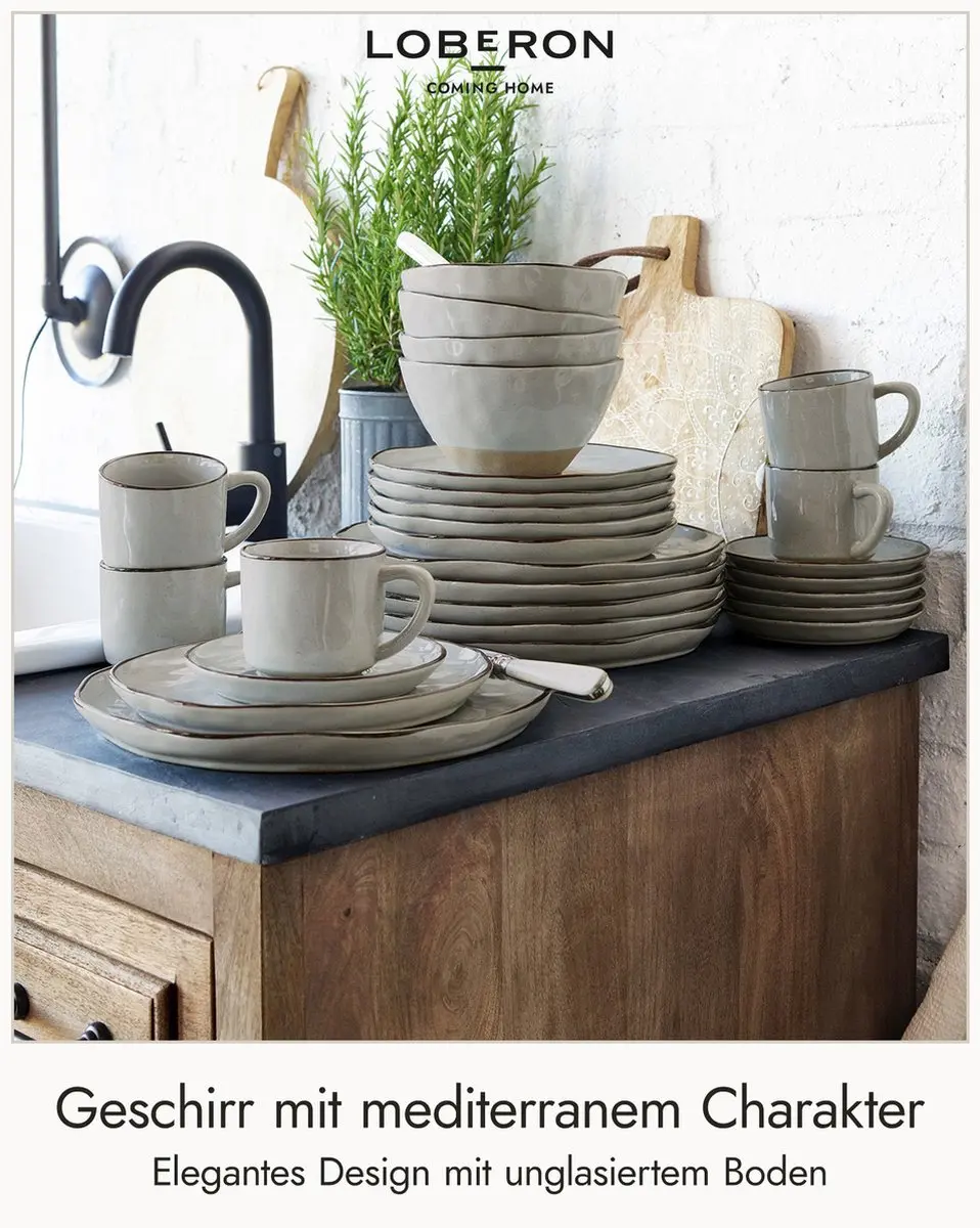Loberon Biarré Servies Grijs - 30-delig