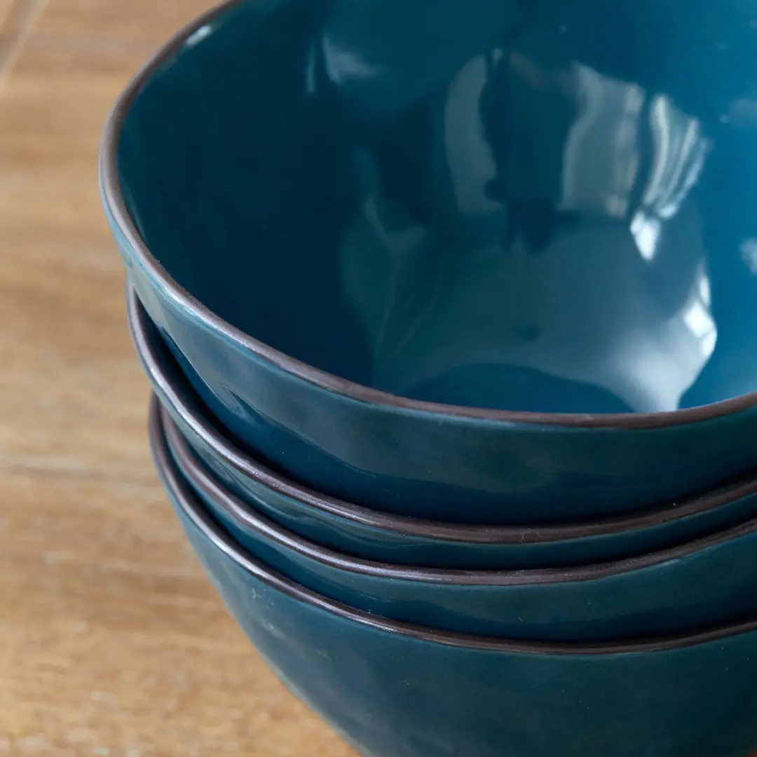 Loberon Biarré Blauwe Kommen - Set van 6