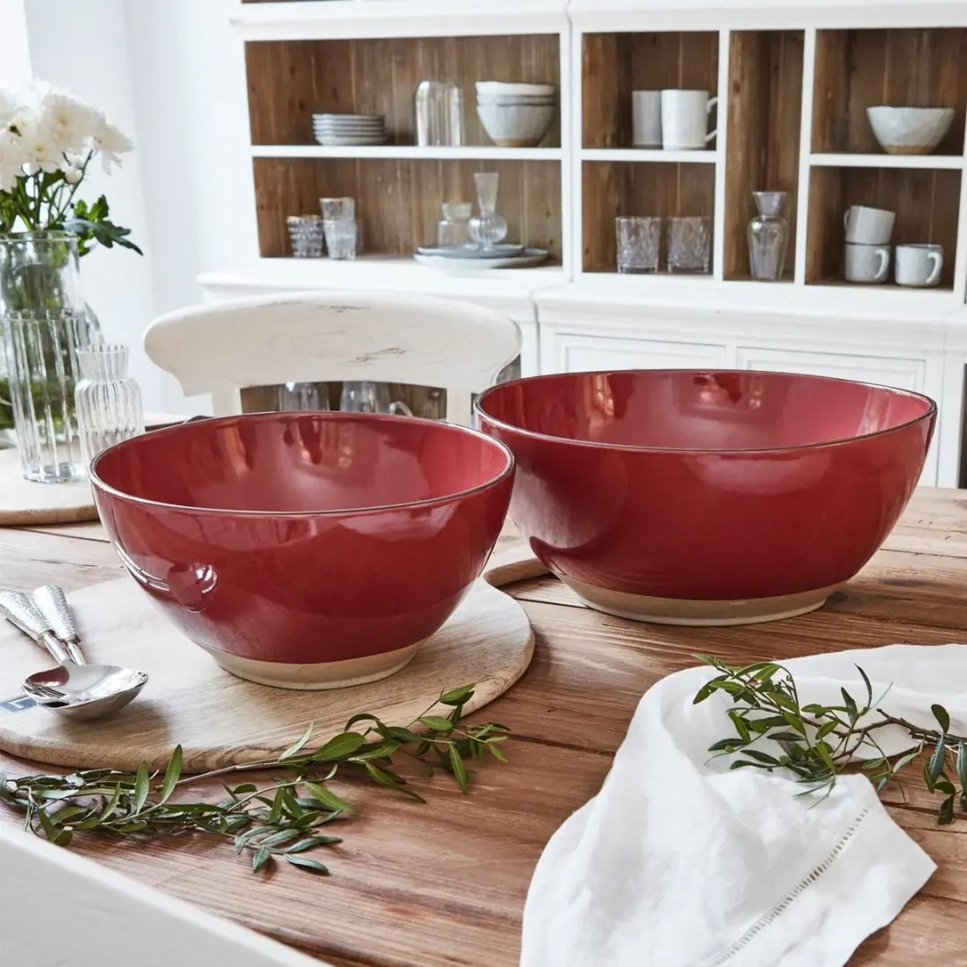 Loberon Saladekommen Set van 2 - Biarré Rood
