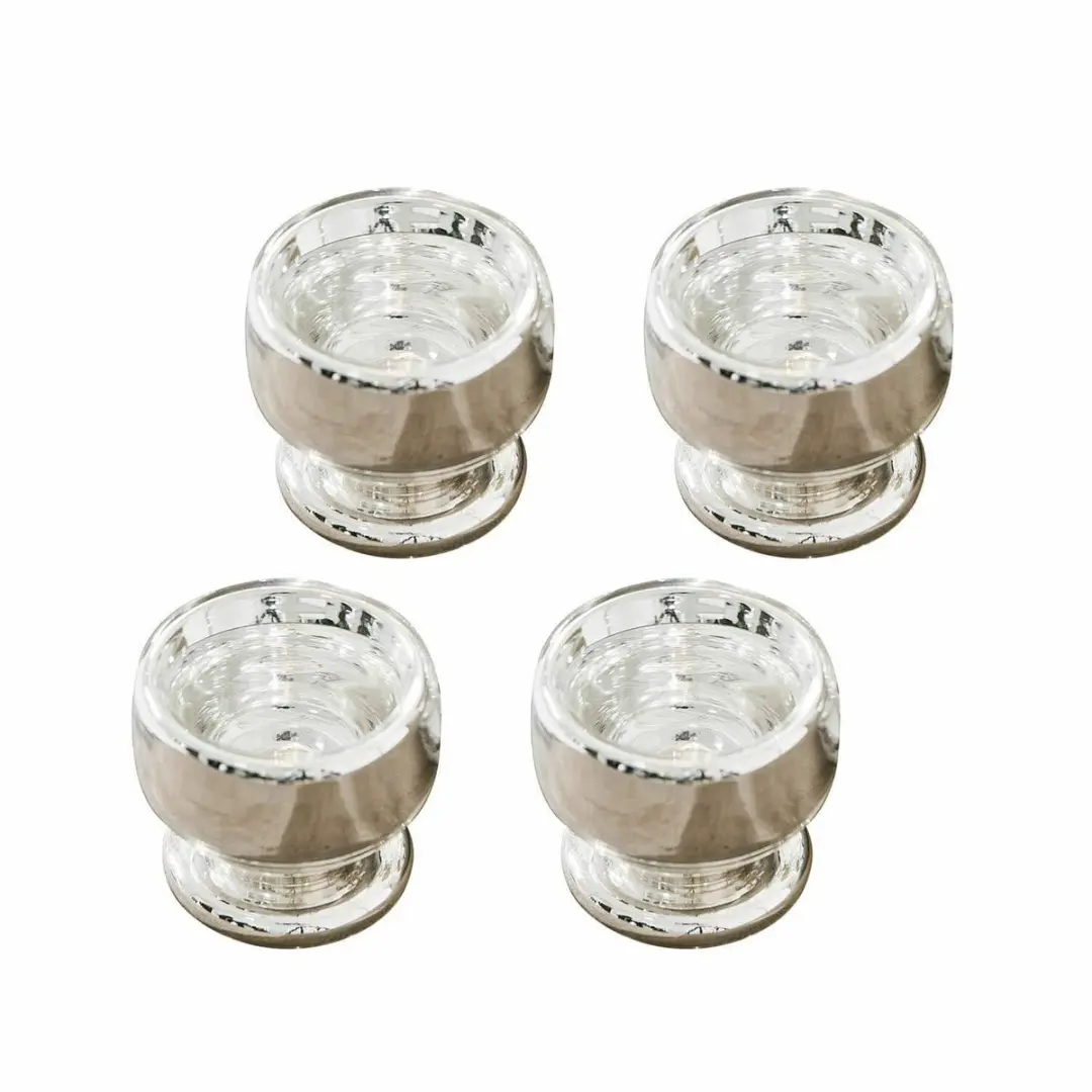 Loberon Lilligret Eierdopjes - 4 Stuks - Zilverkleurig