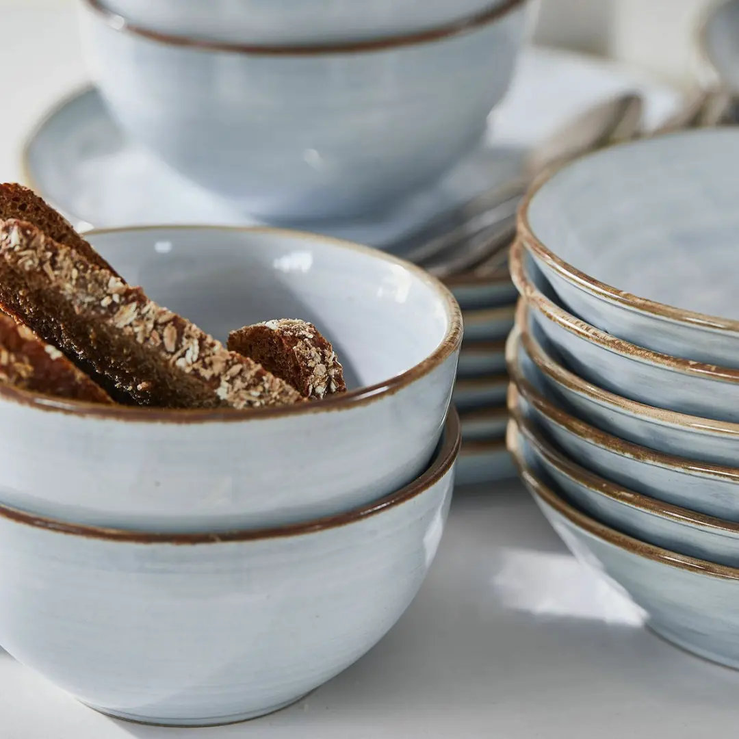 Loberon Veena Blauw Servies Set - 24-delig