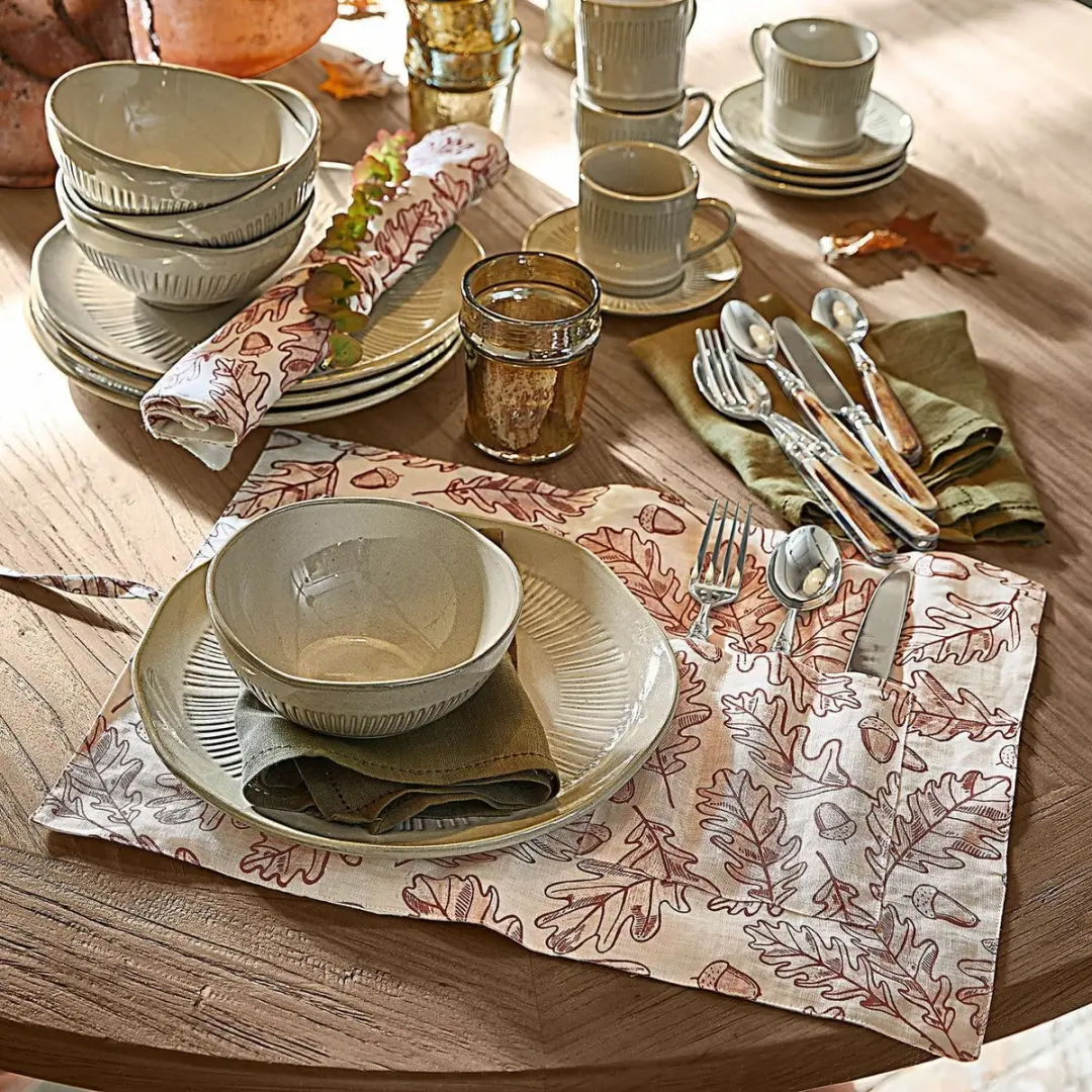 Loberon Placemat Qubinal Roestrood/Linnen - 2 Stuks