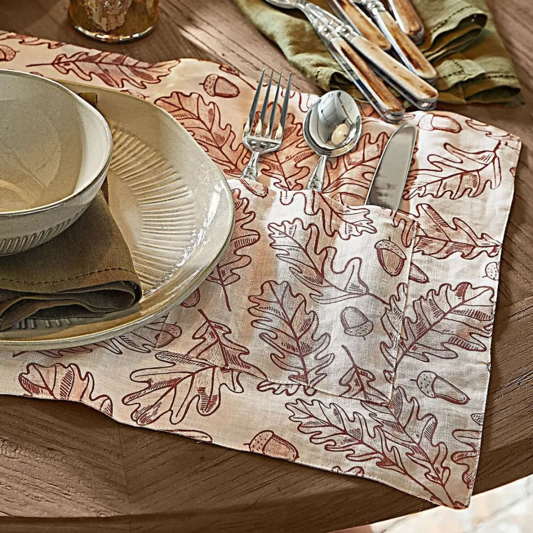 Loberon Placemat Qubinal Roestrood/Linnen