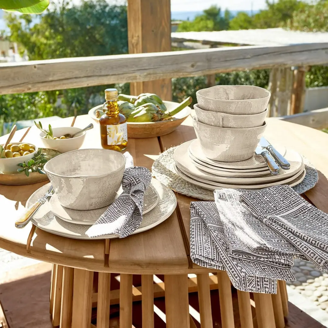 Loberon Luganville Serviesset 12-delig - Beige