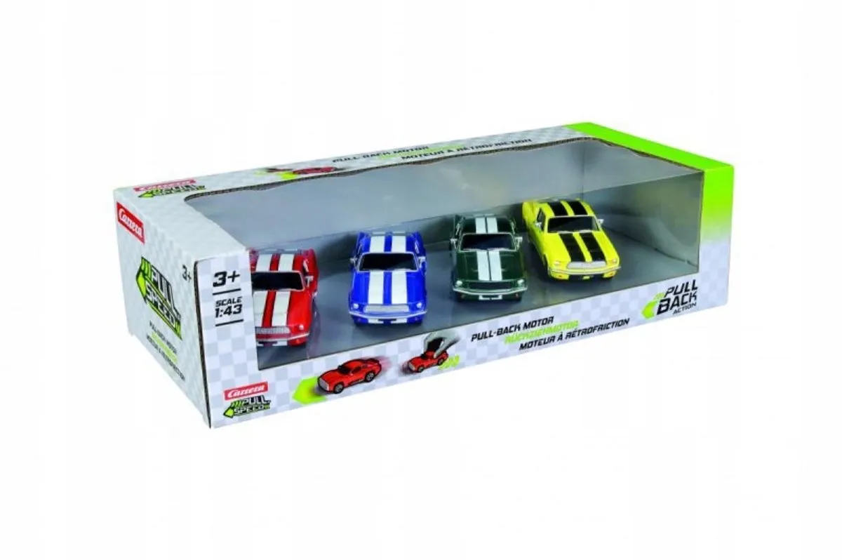 Carrera Ford Mustang '67 Pull Back Auto 1:43 - 4 Stuks