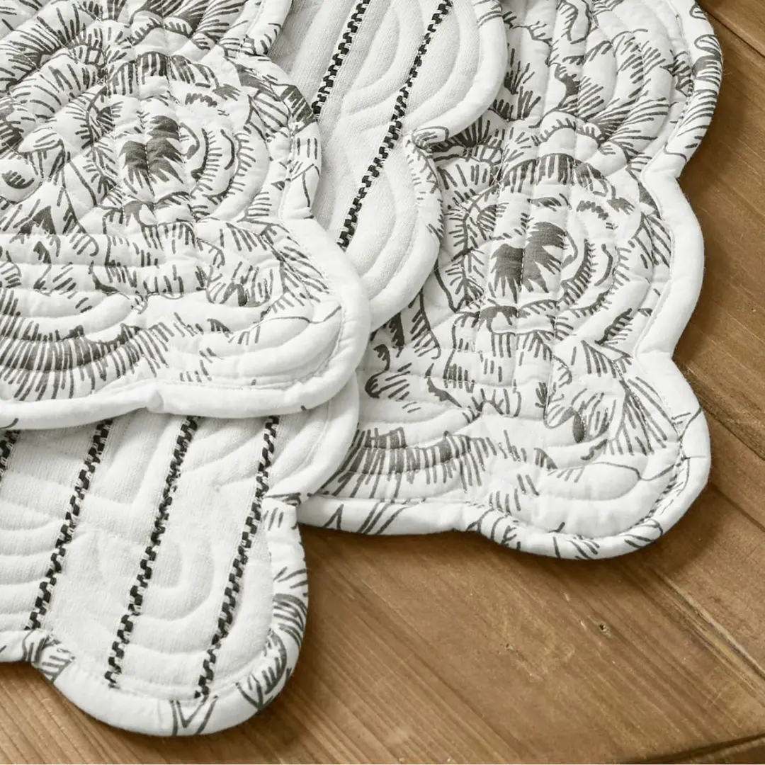 Loberon Calarion Placemats - Set van 2 - Wit/Grijs