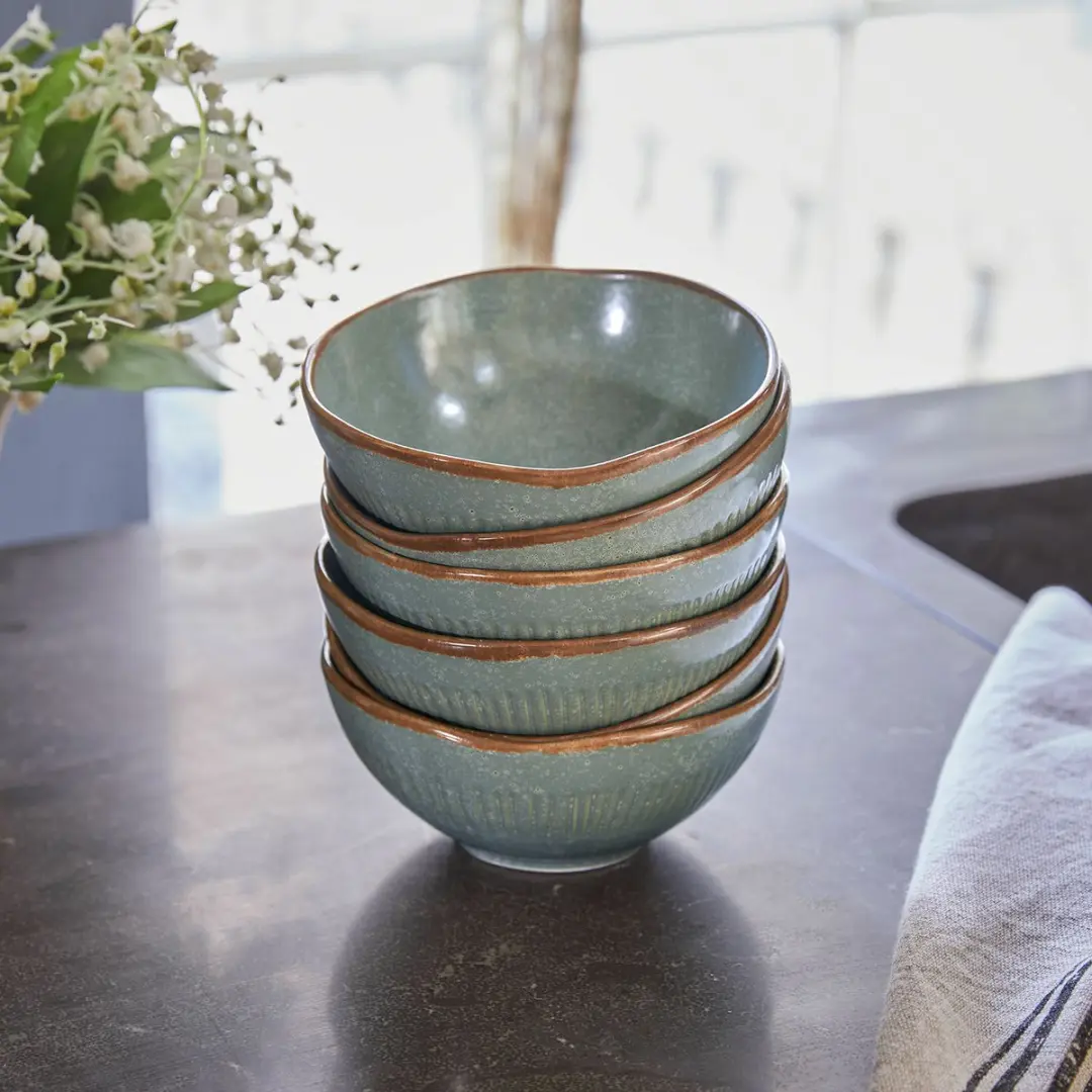 Loberon Kommetjes Set 6 Stuks - Turquoise/Bruin