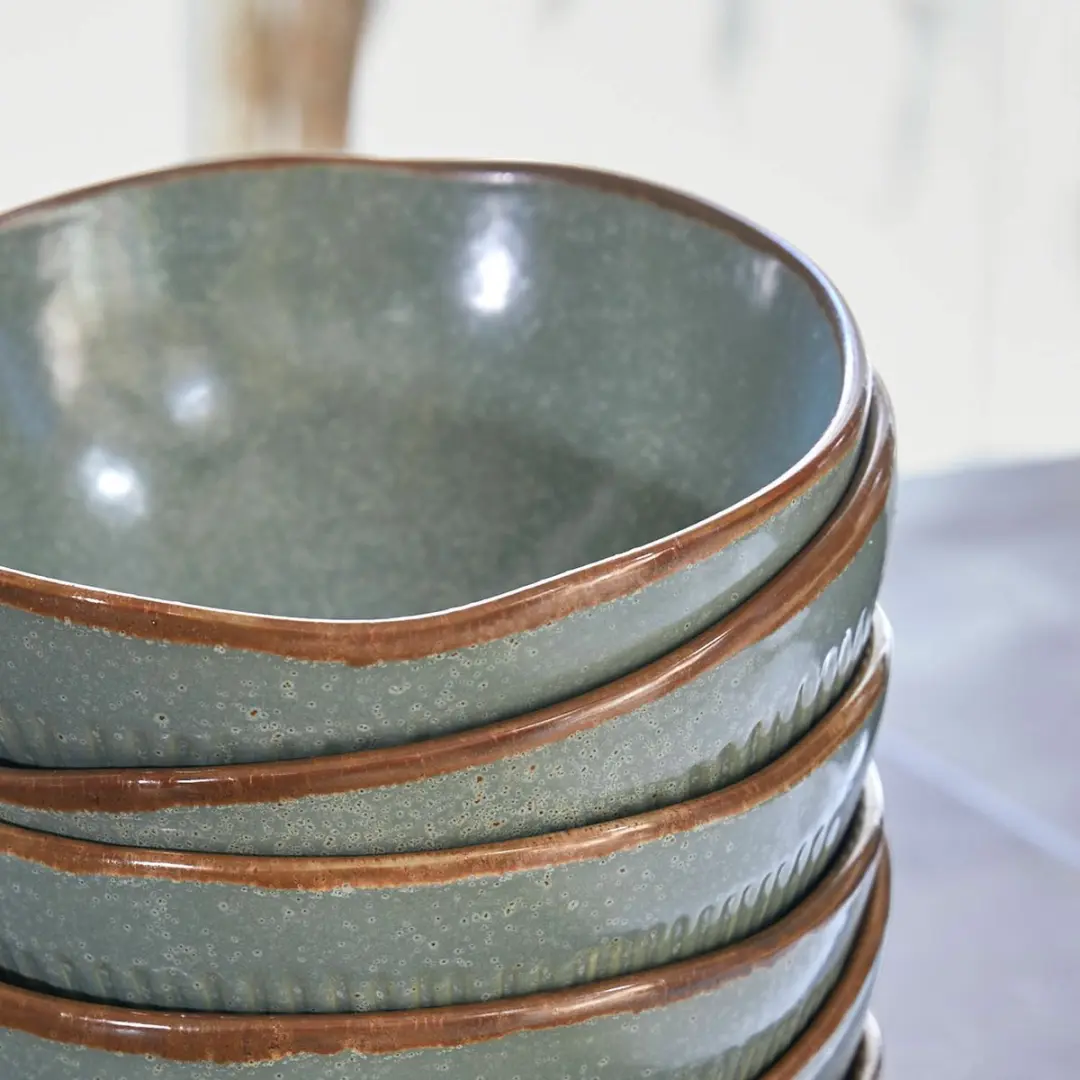 Loberon Kommetjes Set 6 Stuks - Turquoise/Bruin
