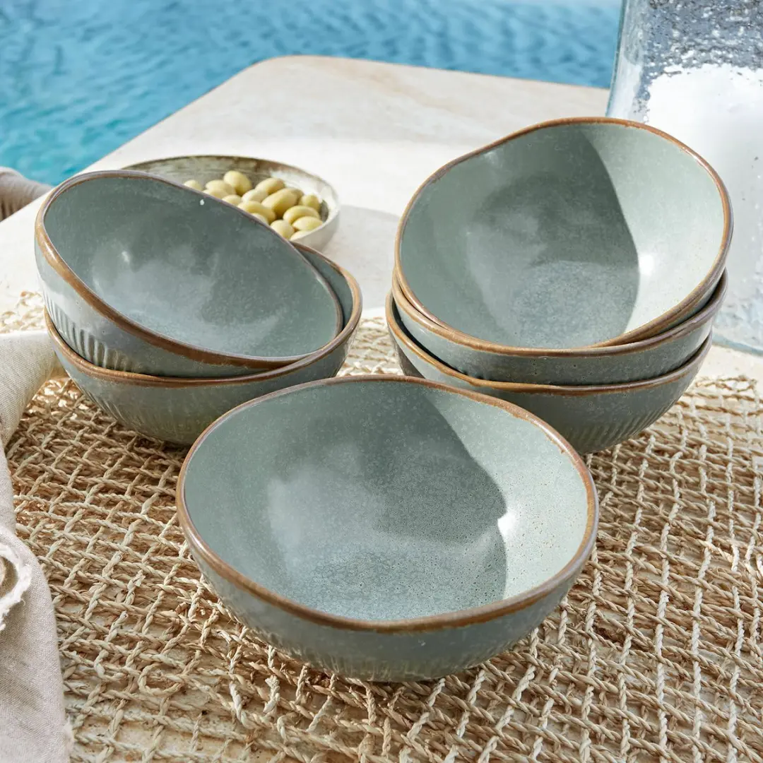 Loberon Kommetjes Set 6 Stuks - Turquoise/Bruin