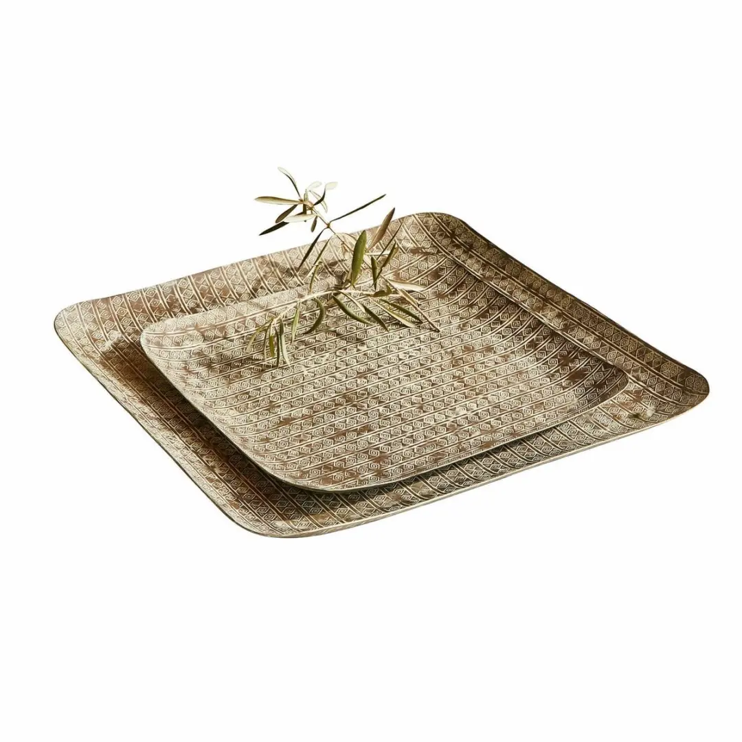 Loberon Farouq Dienblad Set - 2 Stuks Antiekzwart