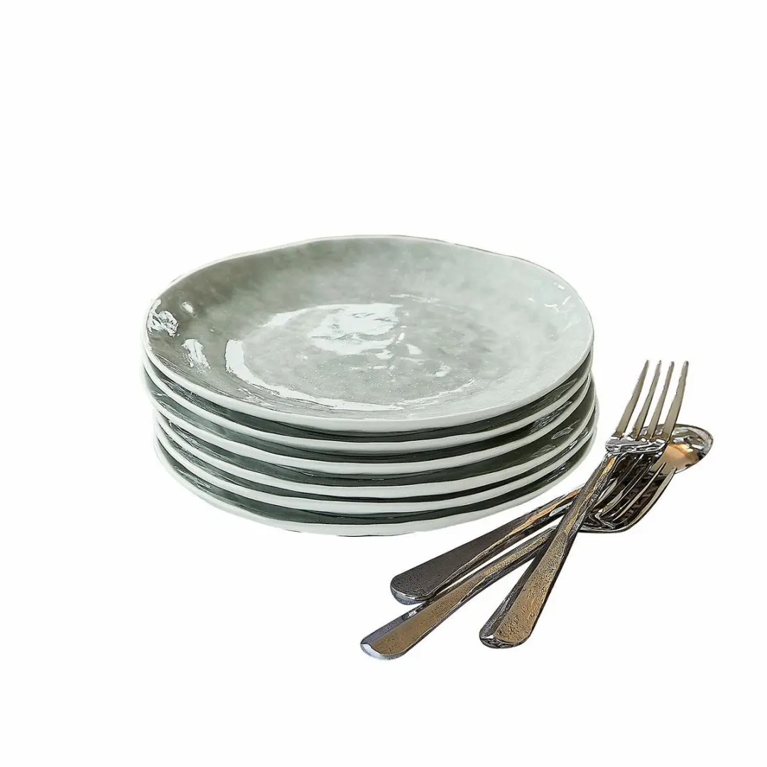 Loberon Braganza Dessertbordjes - 6 Stuks - Groen