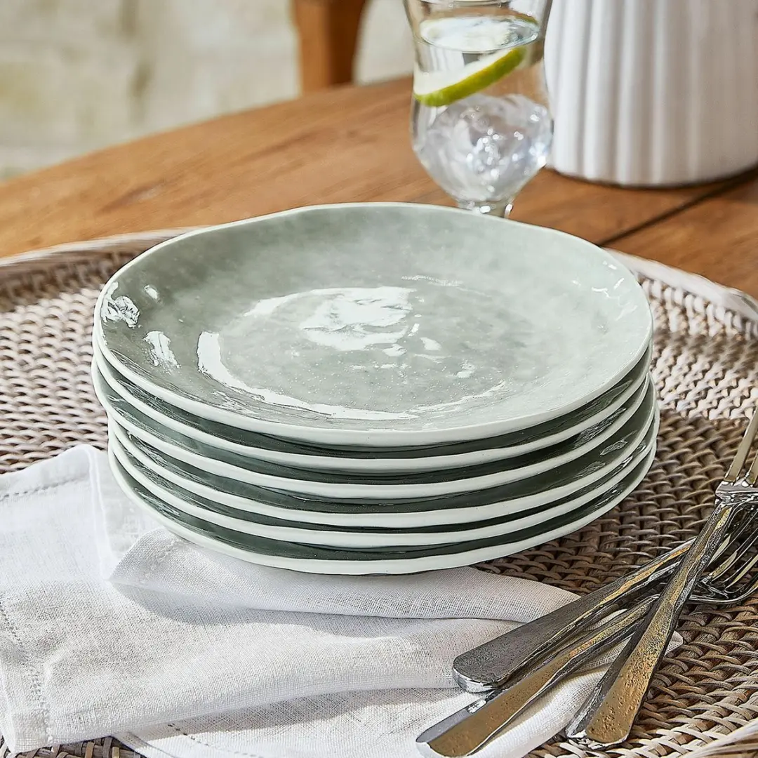 Loberon Braganza Dessertbordjes - 6 Stuks - Groen