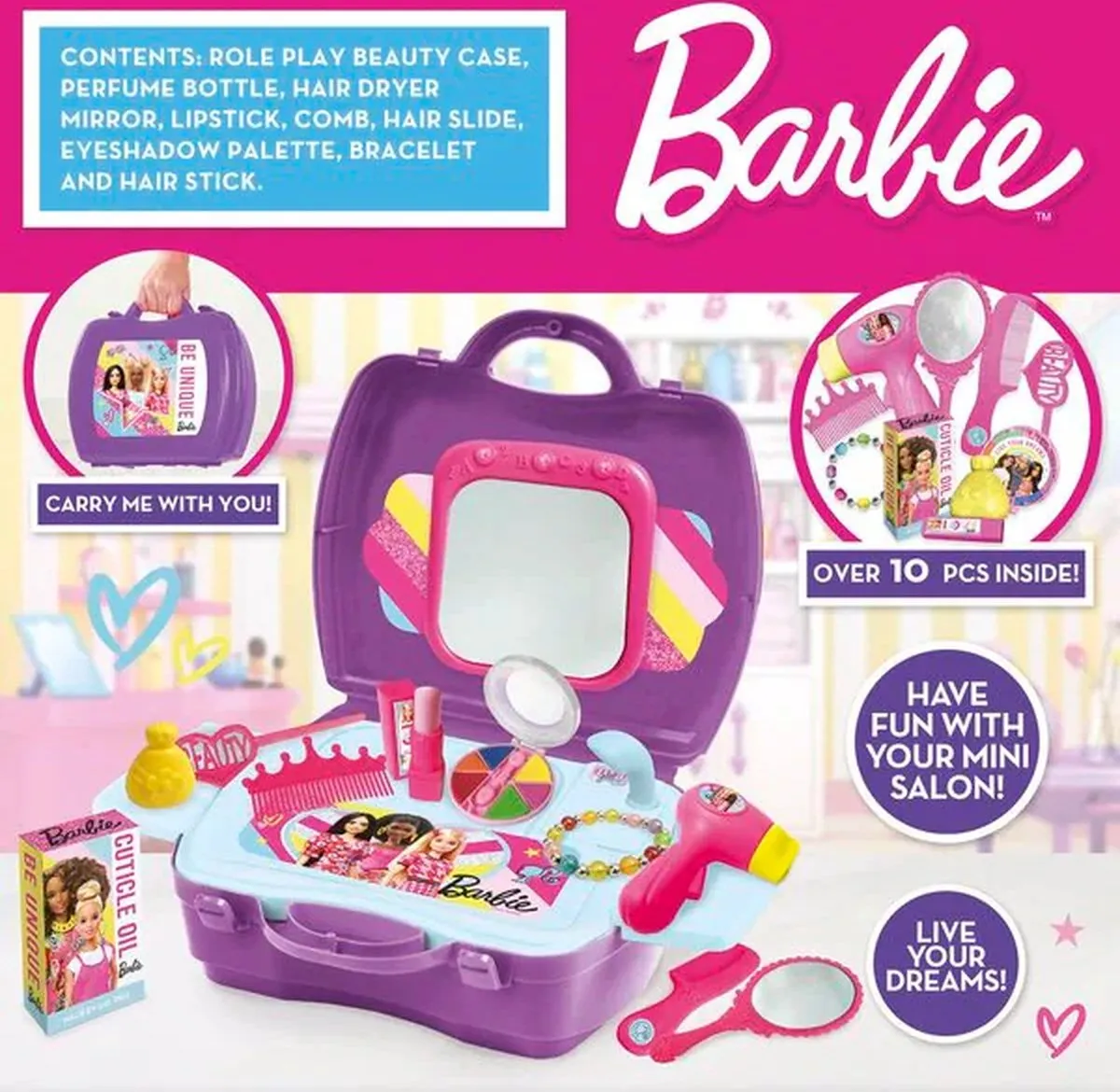 Barbie Haar- en Schoonheidsset - 10-delig - Multicolor