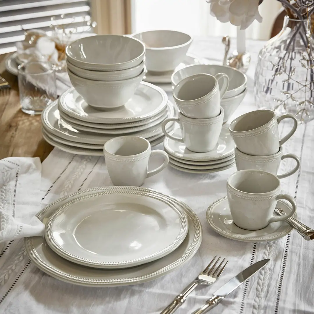 Loberon Norrvik Dessertbord Set - 6 Stuks - Lichtgrijs