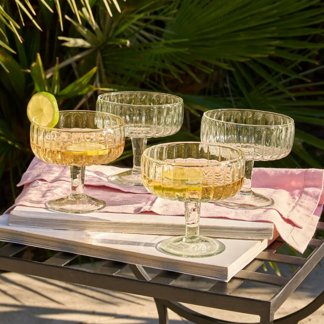 Loberon Solerón Glas Set - 4 Stuks Ø12cm Heldere Glazen