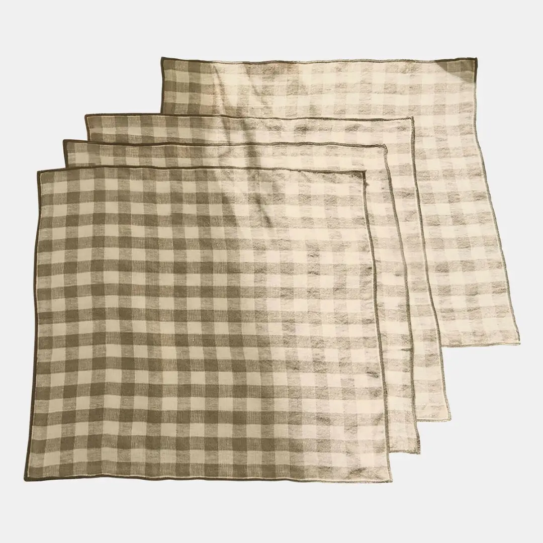 Loberon Marrowby Servetset 4 Stuks - Beige/Wit