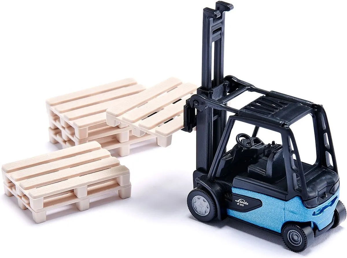 SIKU 6336 Bouwplaats Cadeauset - Vrachtwagen Heftruck Wiellader - 6 Pallets - 2 Verkeersborden