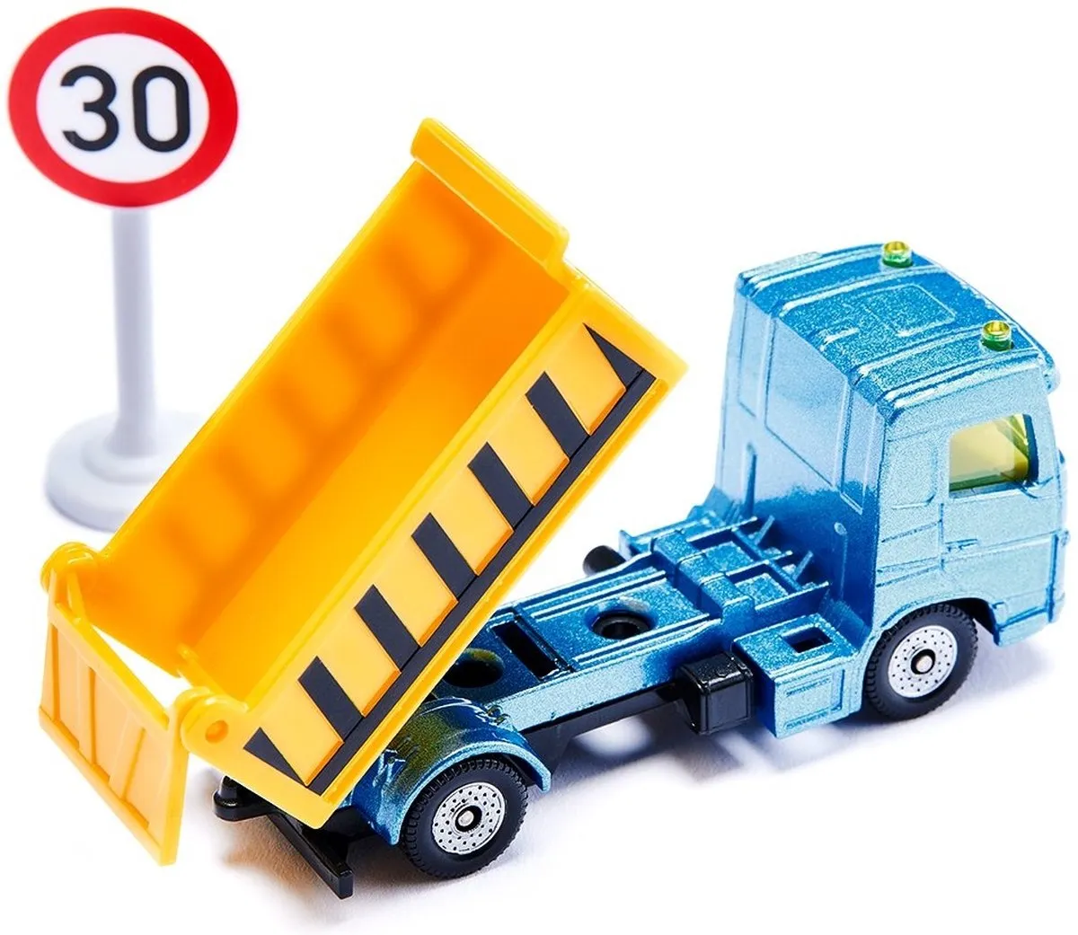 SIKU 6336 Bouwplaats Cadeauset - Vrachtwagen Heftruck Wiellader - 6 Pallets - 2 Verkeersborden