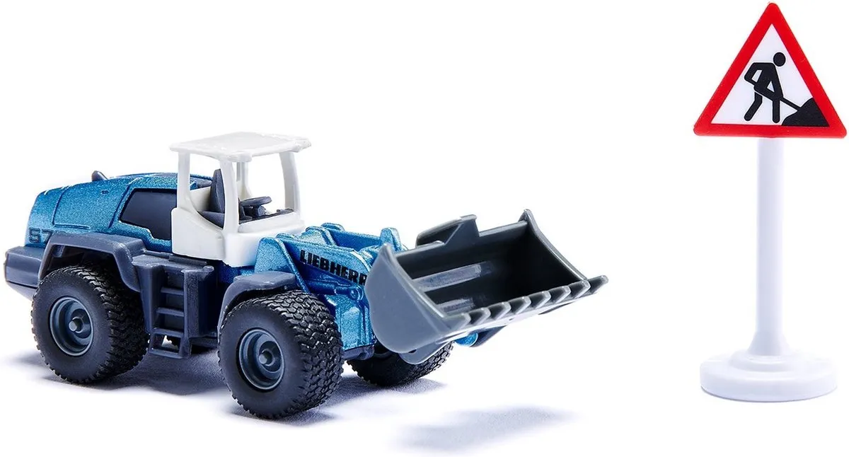 SIKU 6336 Bouwplaats Cadeauset - Vrachtwagen Heftruck Wiellader - 6 Pallets - 2 Verkeersborden