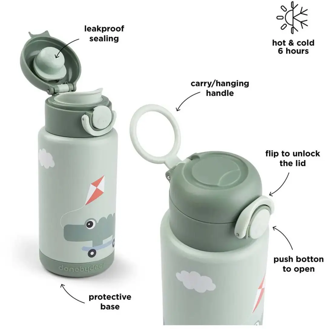 Done By Deer Thermo Fles Playground 340ml - Groen - afbeelding 6 van 6