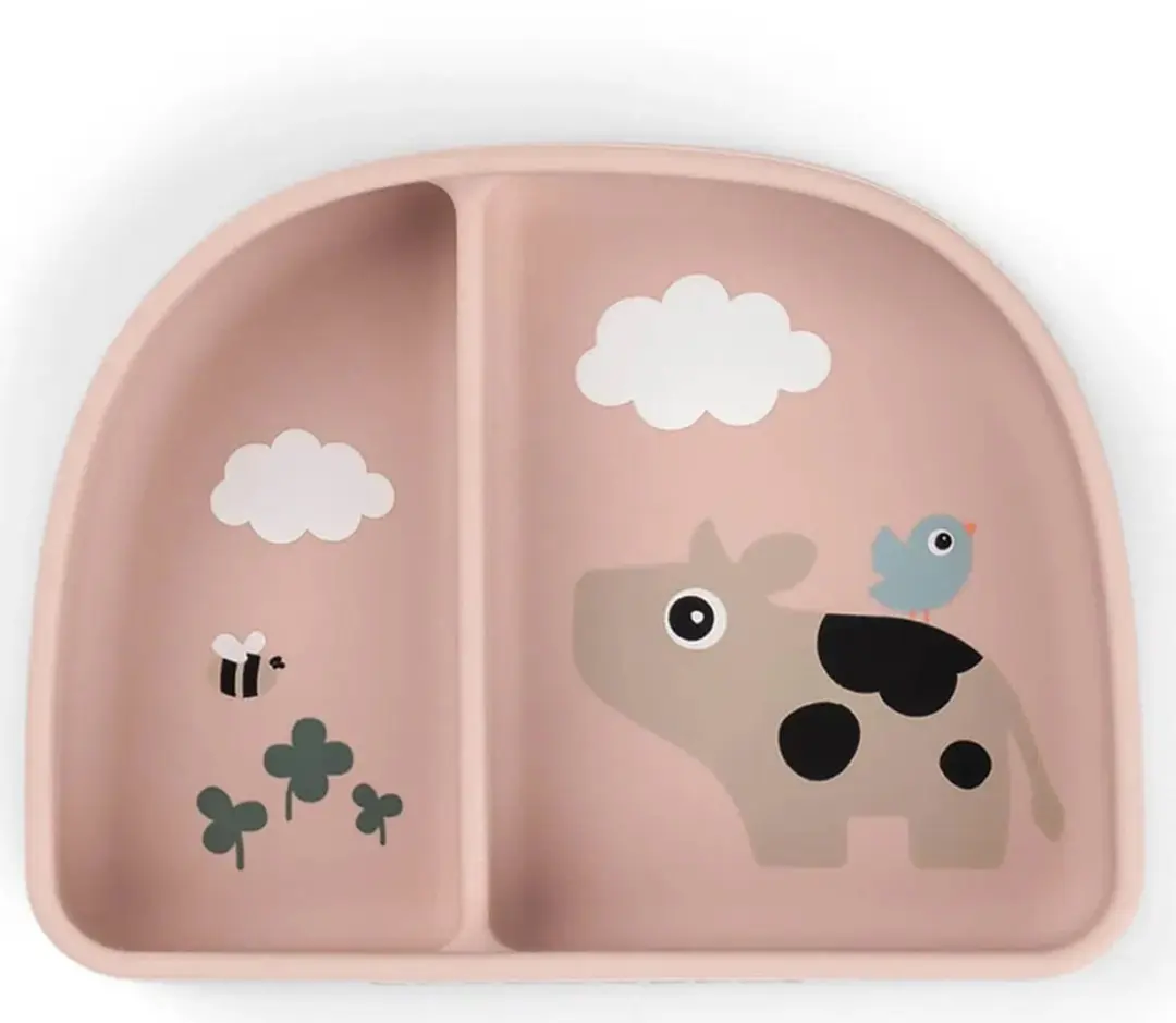 Done By Deer Tiny Farm Stick&Stay Kom - Roze - 2 Compartimenten - afbeelding 5 van 6