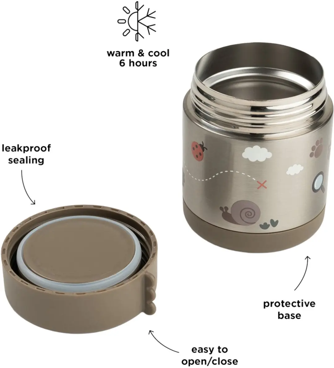 Done By Deer Thermos Voedselpot Tiny Trails 300ml - Sand - afbeelding 6 van 6