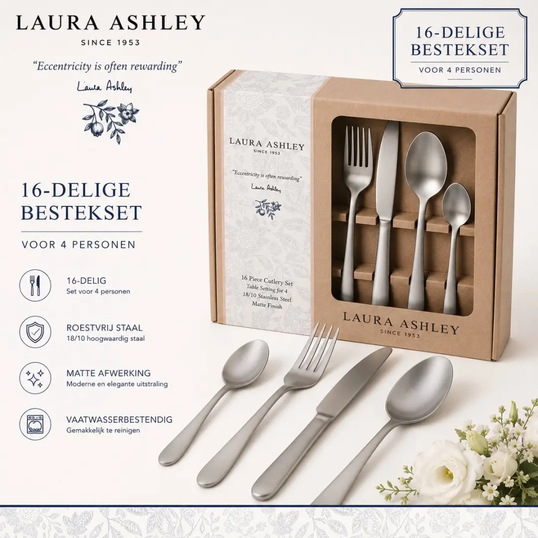 Laura Ashley Bestekset 16-delig Matt