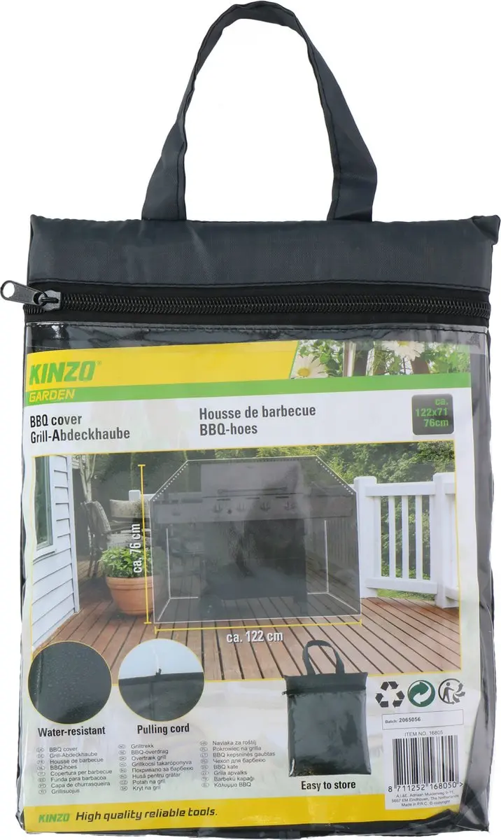 Afdekhoes/beschermhoes barbecue/bbq 122 x 71 x 76 cm zwart