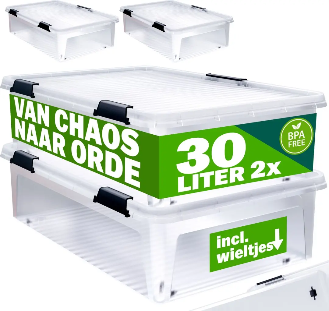 Deuba Opbergbox 2x30L Transparant - 58x39x16,5cm