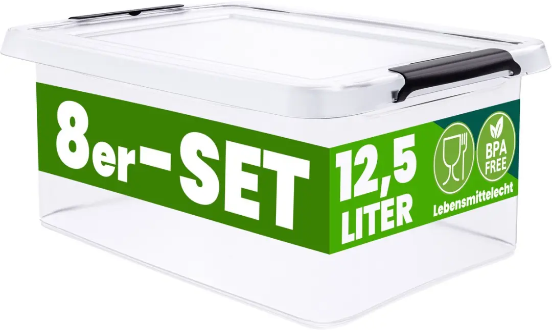 Deuba Opbergox Set 8 Stuks 12,5L Transparant
