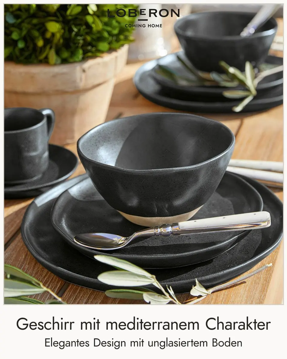 Loberon Biarré Servies Set 30-delig - Zwart