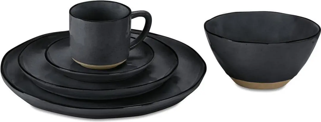 Loberon Biarré Servies Set 30-delig - Zwart