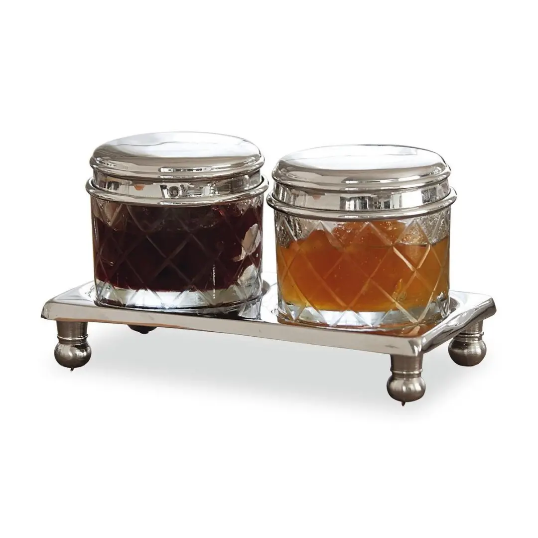 Loberon Aiton Potjes Set - 2 Stuks - Heldere/Zilverkleur