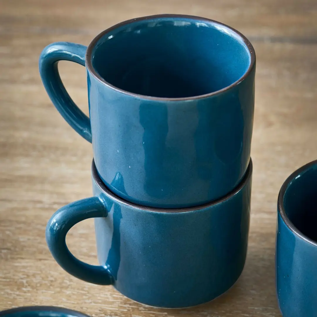 Loberon Biarré Kopjes & Schoteltjes Set 6-delig - Blauw