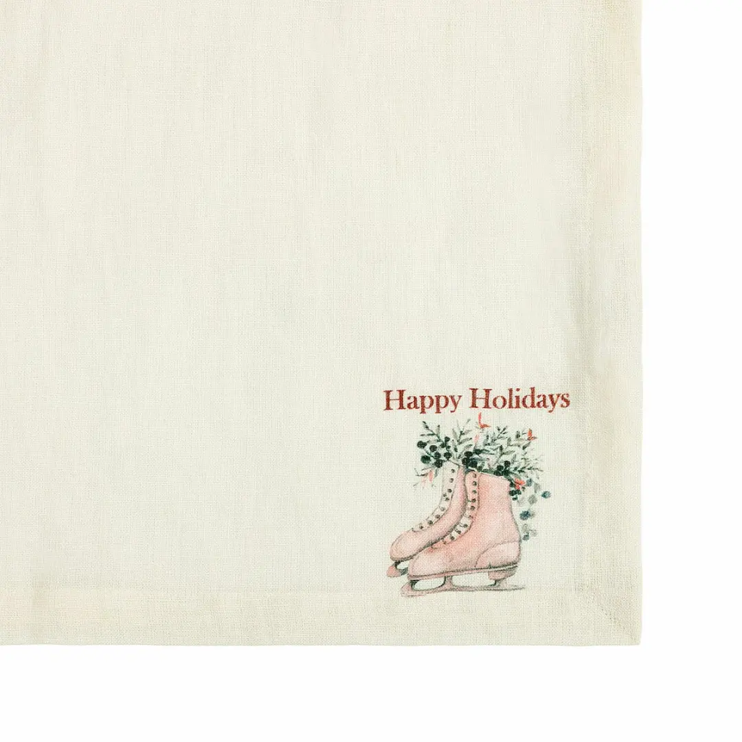 Loberon Servetset 4 Stuks - Merry & Bright - Beige/Rood