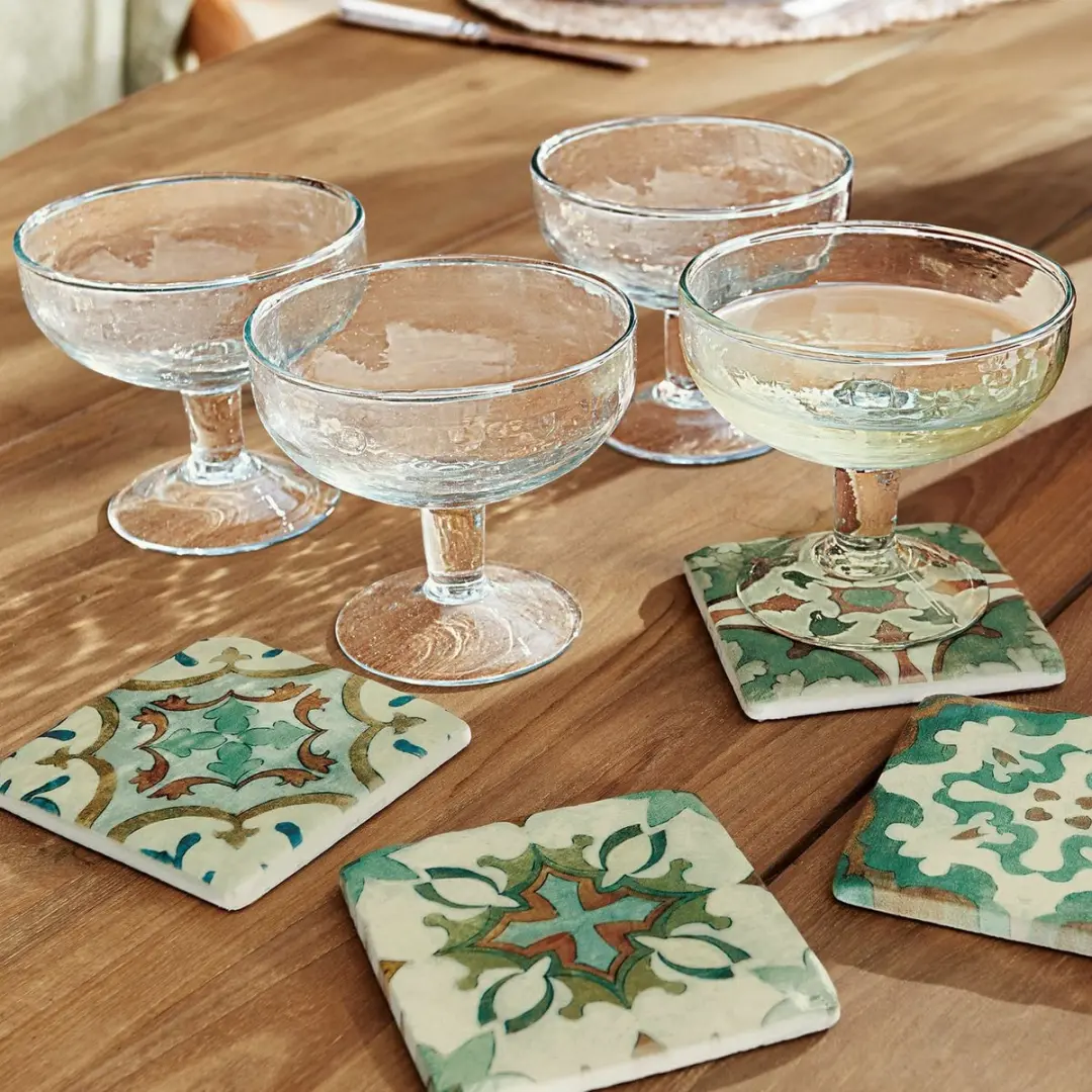 Loberon Port Vila Glas Set - 4 Stuks Ø11cm Heldere