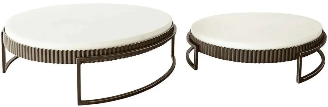 Loberon Méridienn Plateau Set 2 Stuks - Antiekzwart/Wit