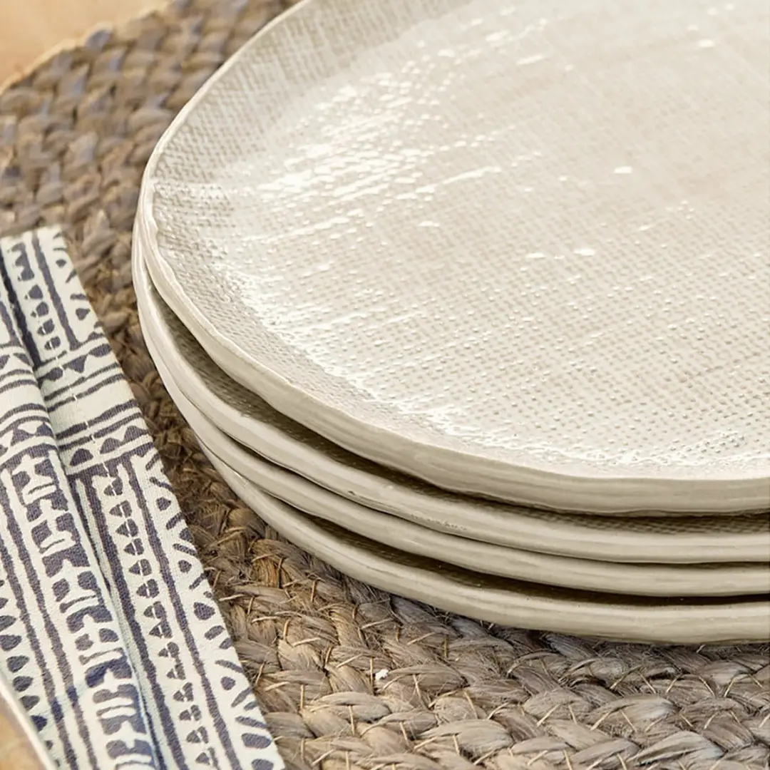 Loberon Dessertbordjes Set 4 Stuks - Luganville Beige